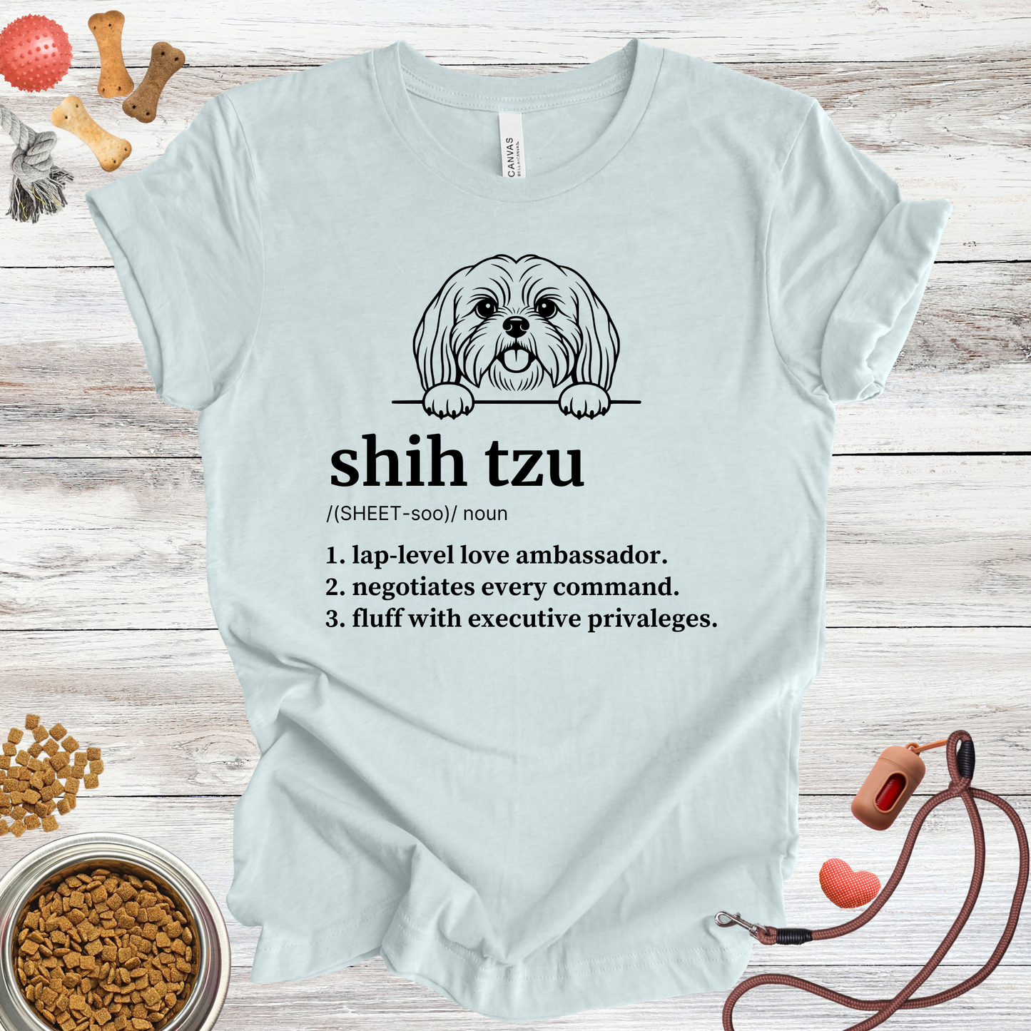Shih Tzu definition dog t-shirt in Heather Ice Blue — Paw Shaped Love