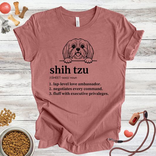 Shih Tzu definition dog t-shirt in Heather Mauve — Paw Shaped Love