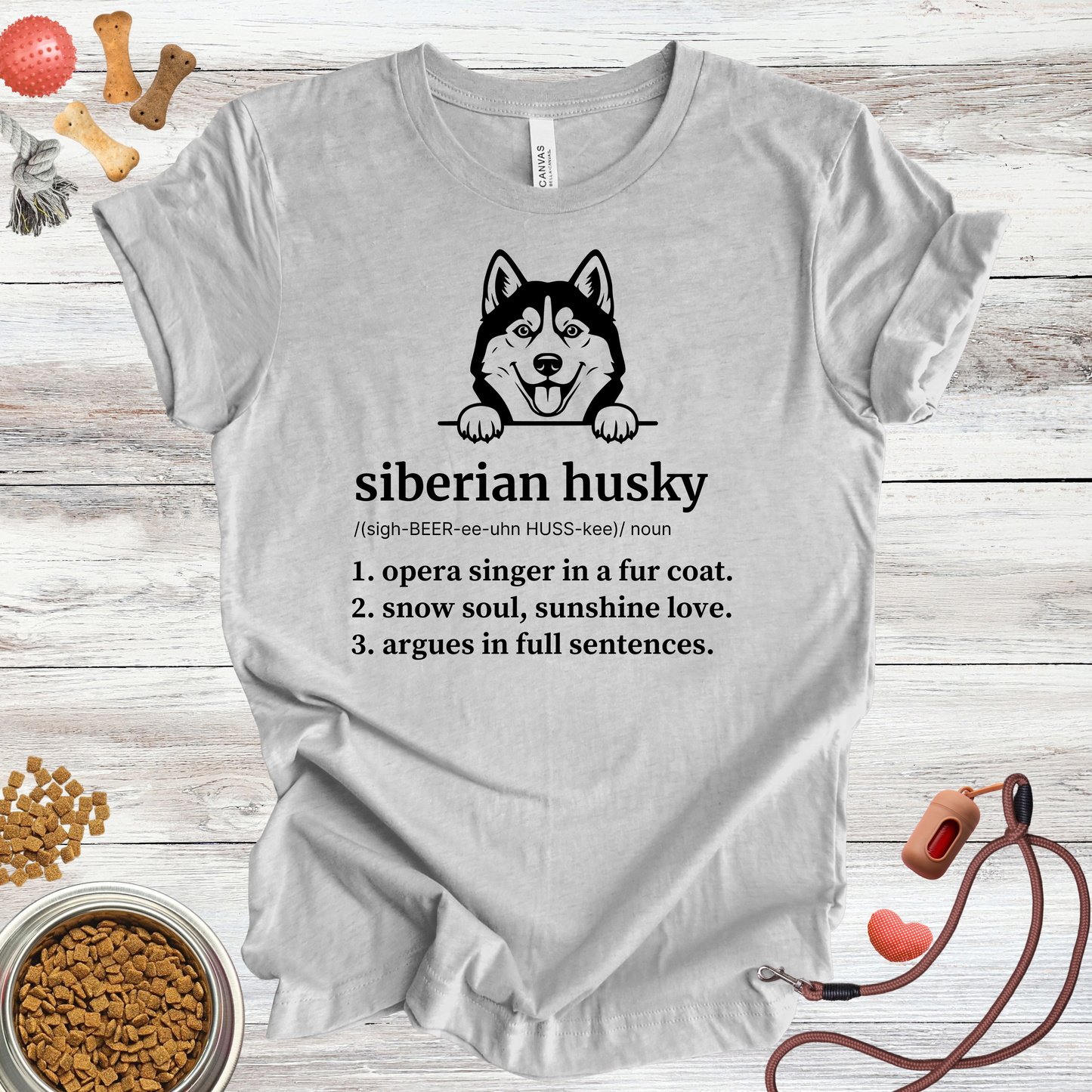 Siberian Husky definition dog t-shirt in Athletic Heather — Paw Shaped Love