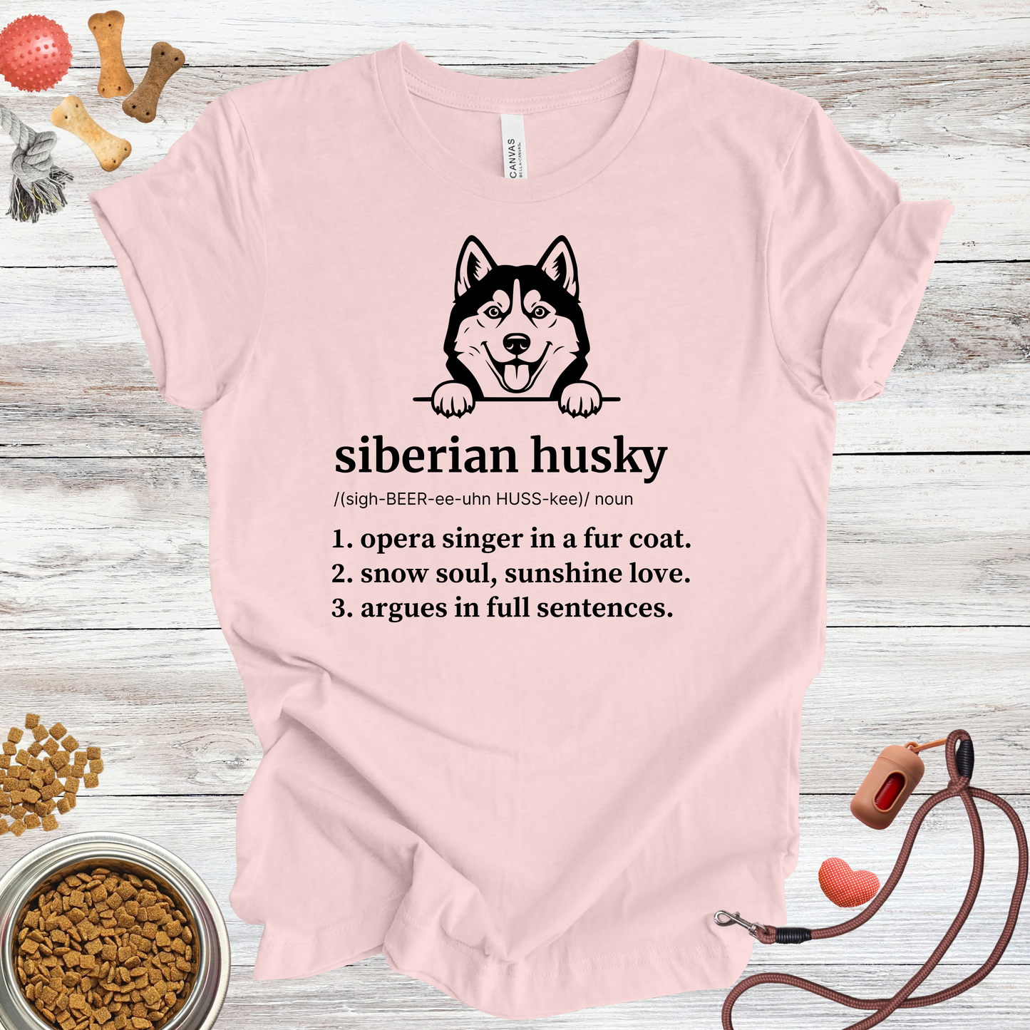 Siberian Husky definition dog t-shirt in Soft Pink — Paw Shaped Love