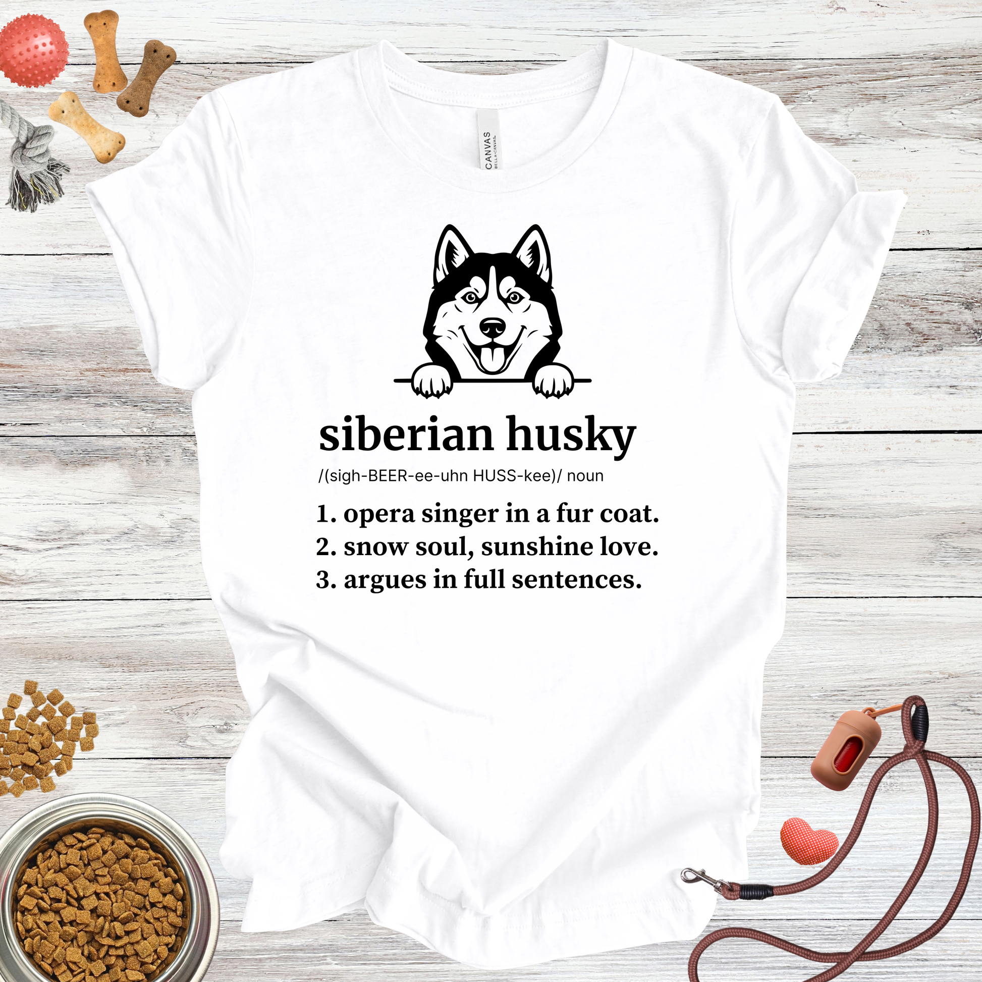 Siberian Husky definition dog t-shirt in White — Paw Shaped Love