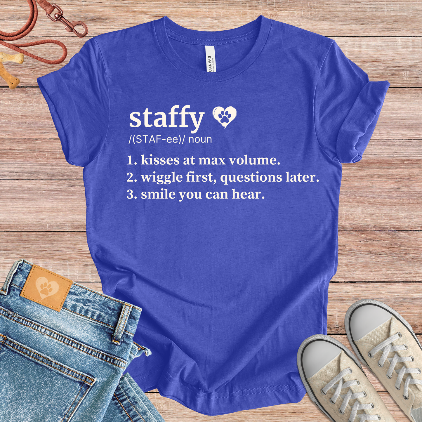 Staffy (Staffordshire Bull Terrier) definition Tee dog t-shirt in Multi-Color — Paw Shaped Love