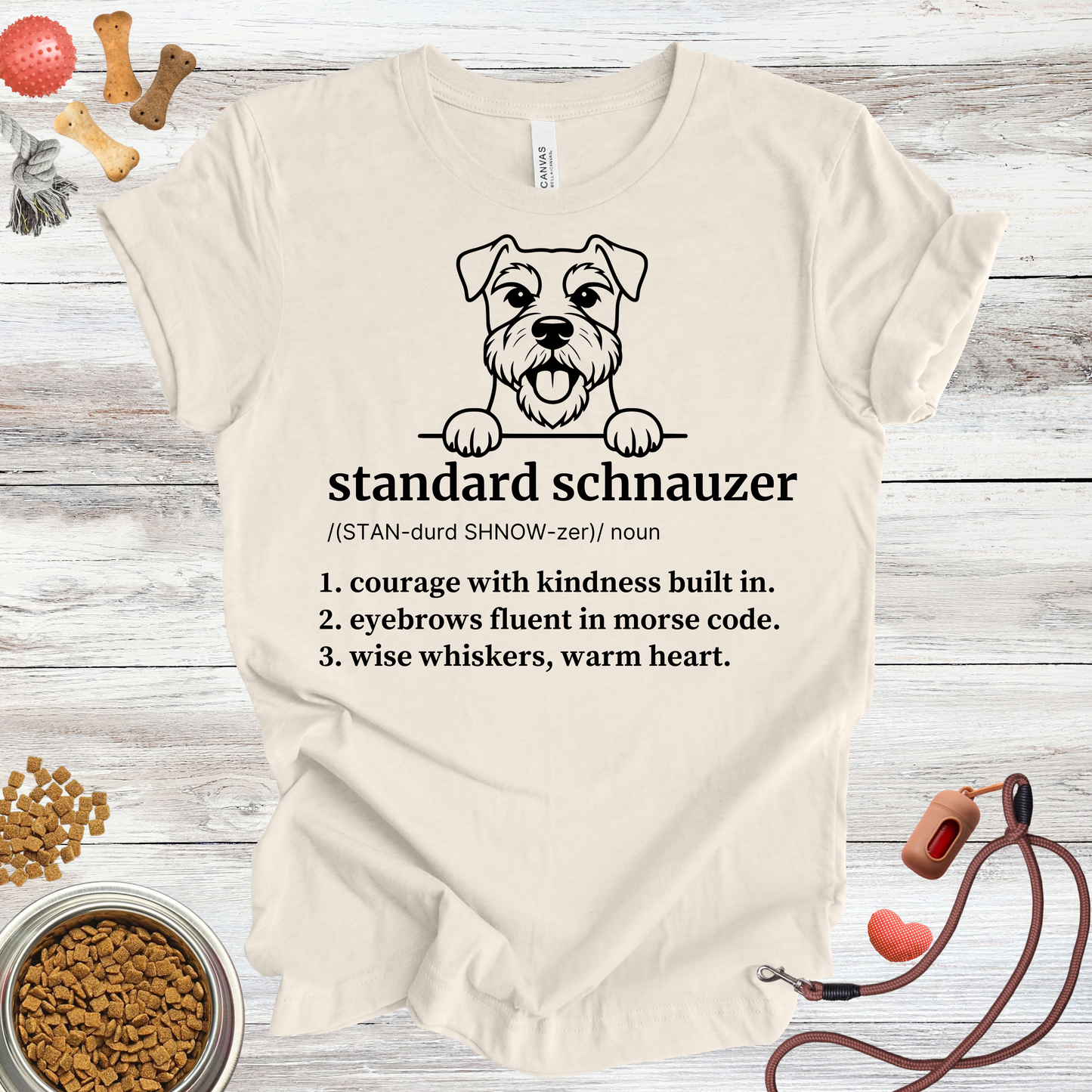 Standard Schnauzer definition dog t-shirt in Natural — Paw Shaped Love