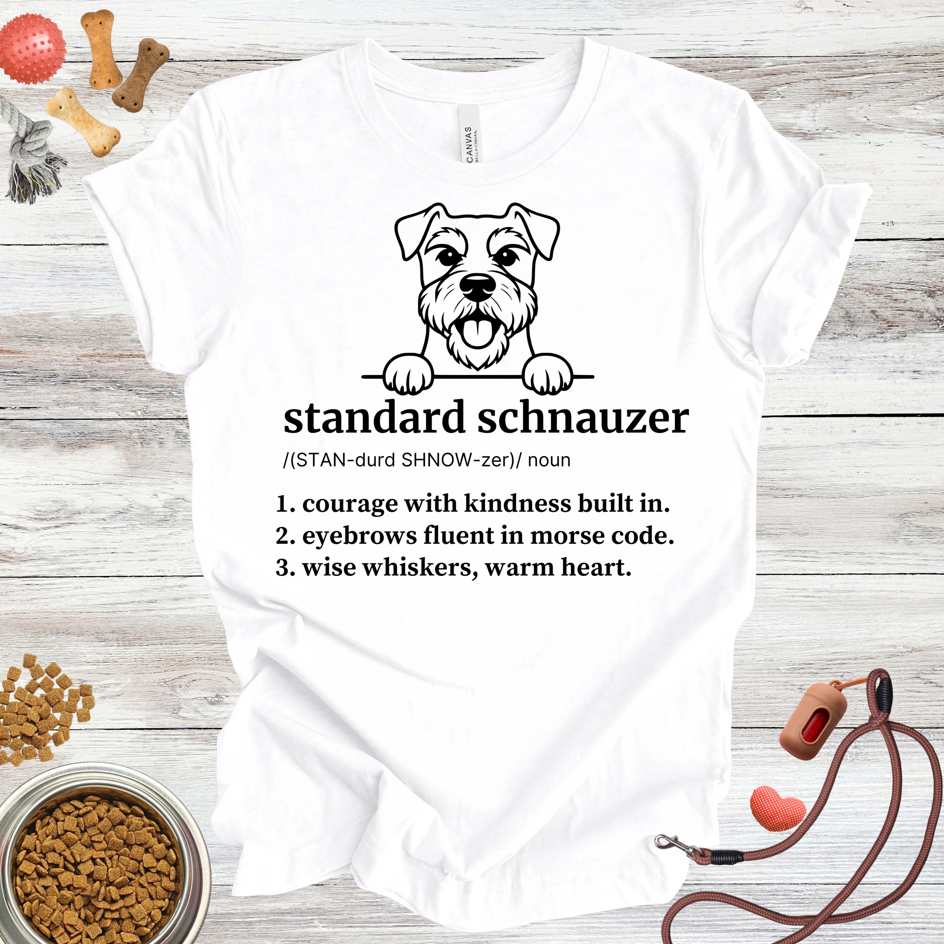 Standard Schnauzer definition dog t-shirt in White — Paw Shaped Love