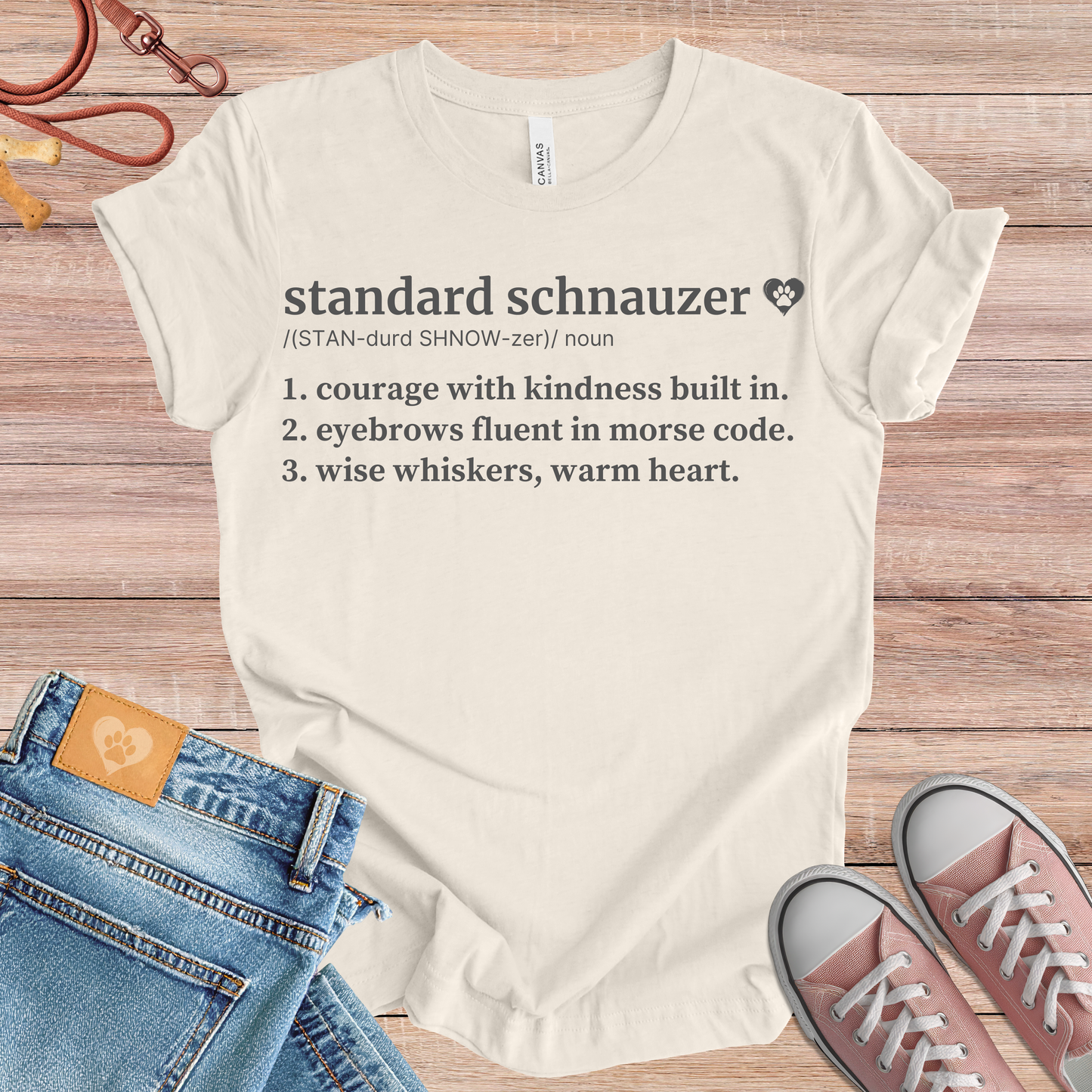 Standard Schnauzer definition Tee dog t-shirt in Natural — Paw Shaped Love