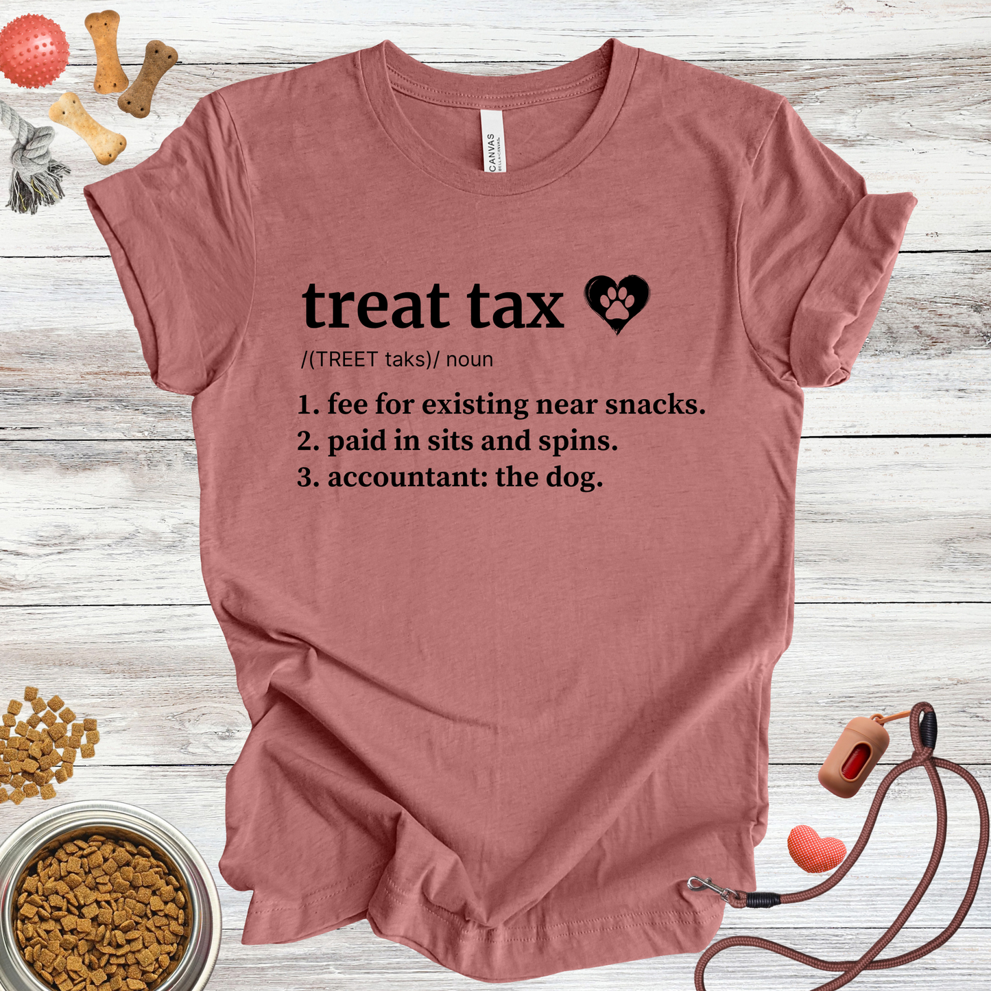 Treat Tax definition dog t-shirt in Heather Mauve — Paw Shaped Love