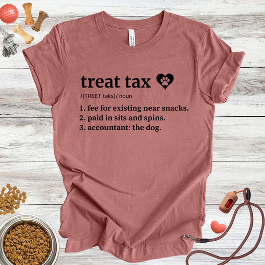 Treat Tax definition dog t-shirt in Heather Mauve — Paw Shaped Love