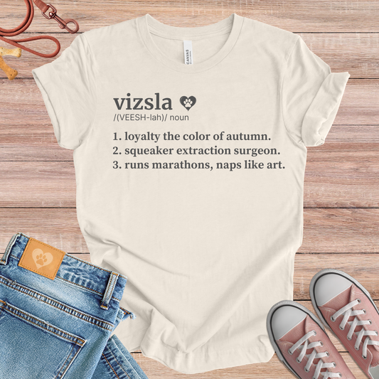 Vizsla definition Tee dog t-shirt in Natural — Paw Shaped Love