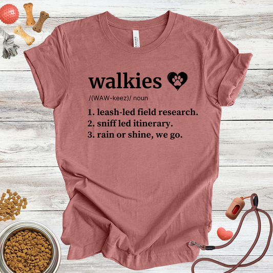 Walkies definition dog t-shirt in Heather Mauve — Paw Shaped Love
