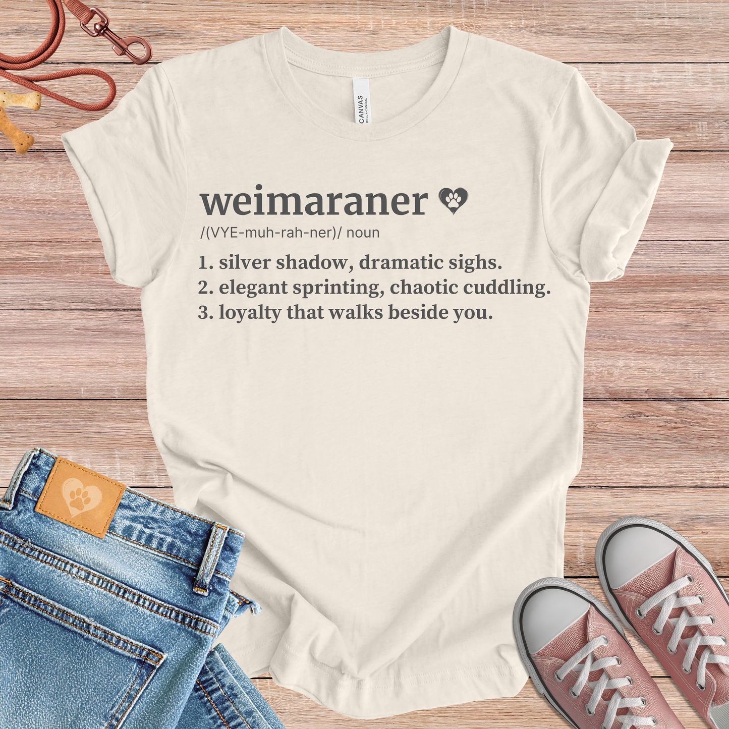 Weimaraner definition Tee dog t-shirt in Natural — Paw Shaped Love