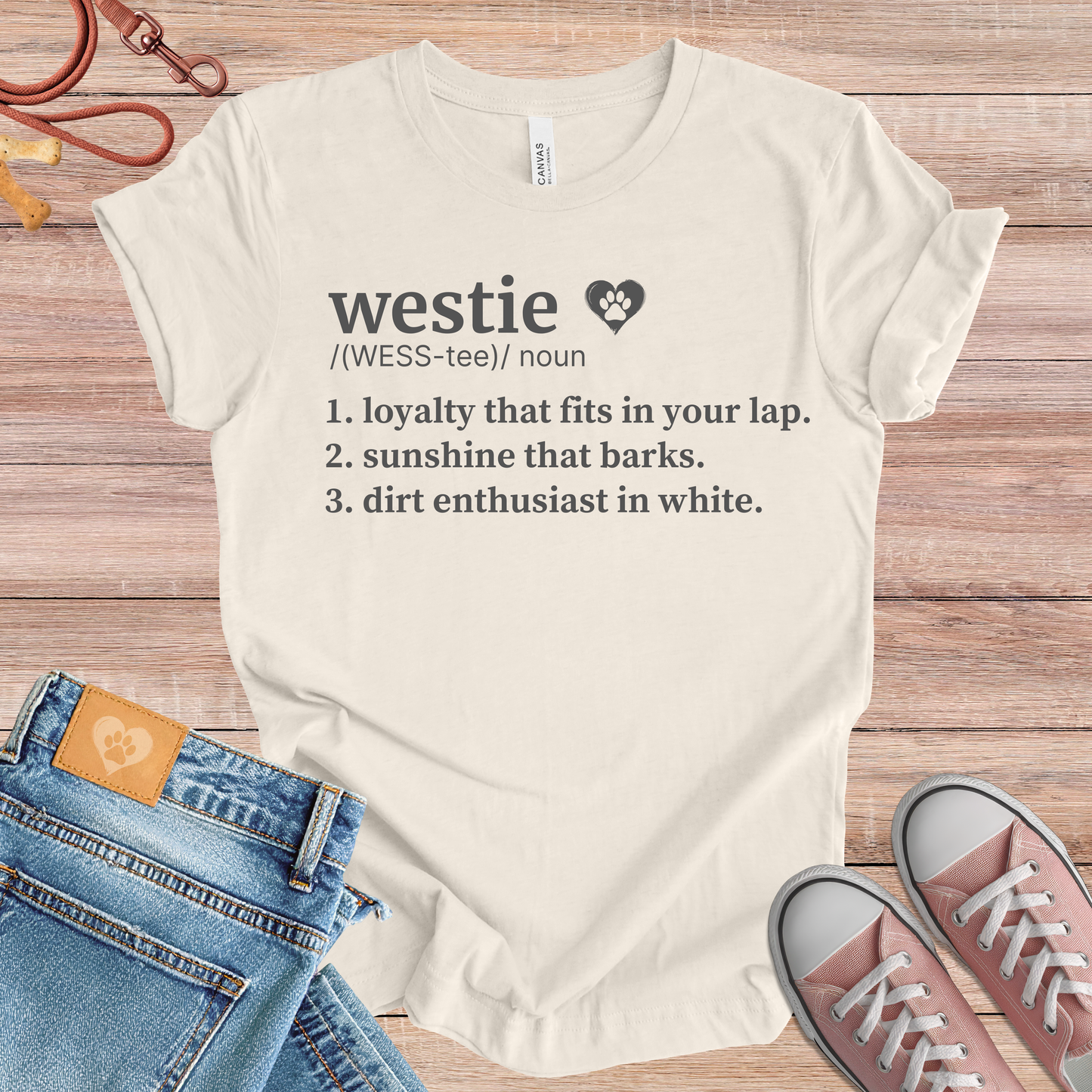 Westie definition Tee dog t-shirt in Natural — Paw Shaped Love
