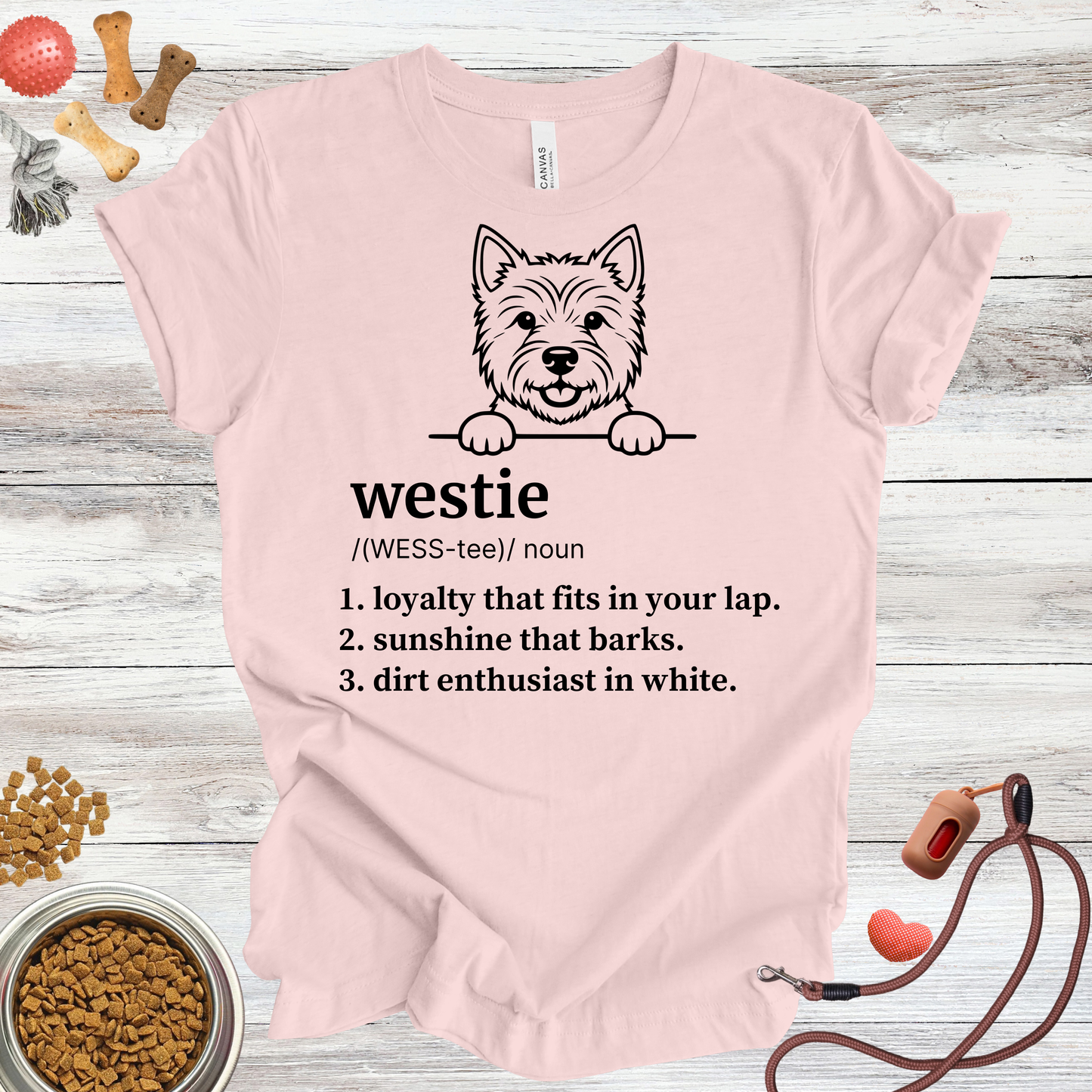 Westie definition dog t-shirt in Soft Pink — Paw Shaped Love