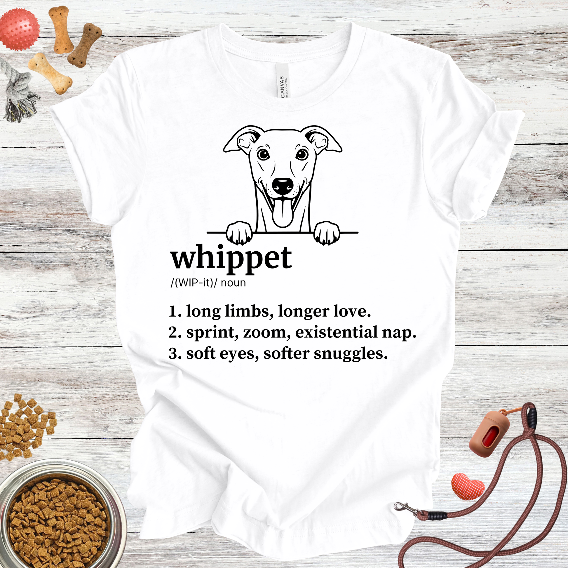 Whippet definition dog t-shirt in White — Paw Shaped Love