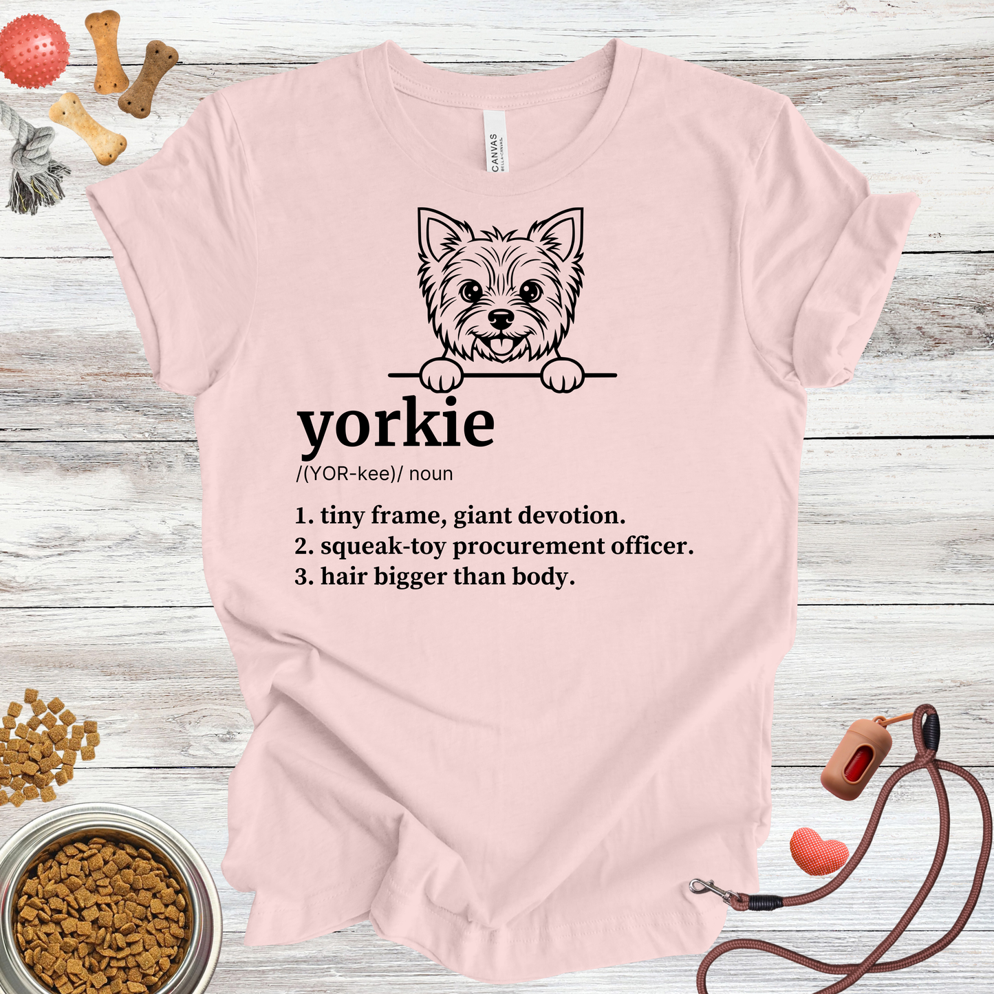 Yorkie definition dog t-shirt in Soft Pink — Paw Shaped Love