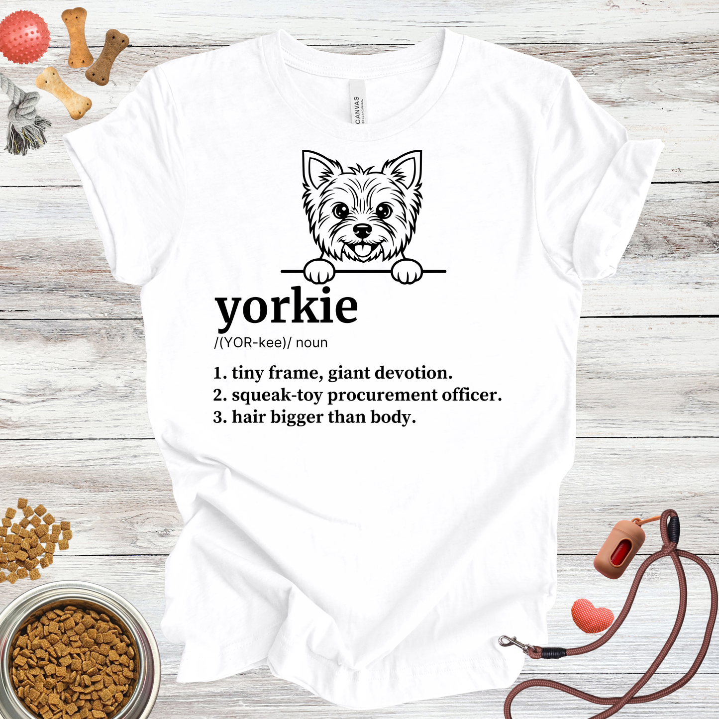 Yorkie definition dog t-shirt in White — Paw Shaped Love