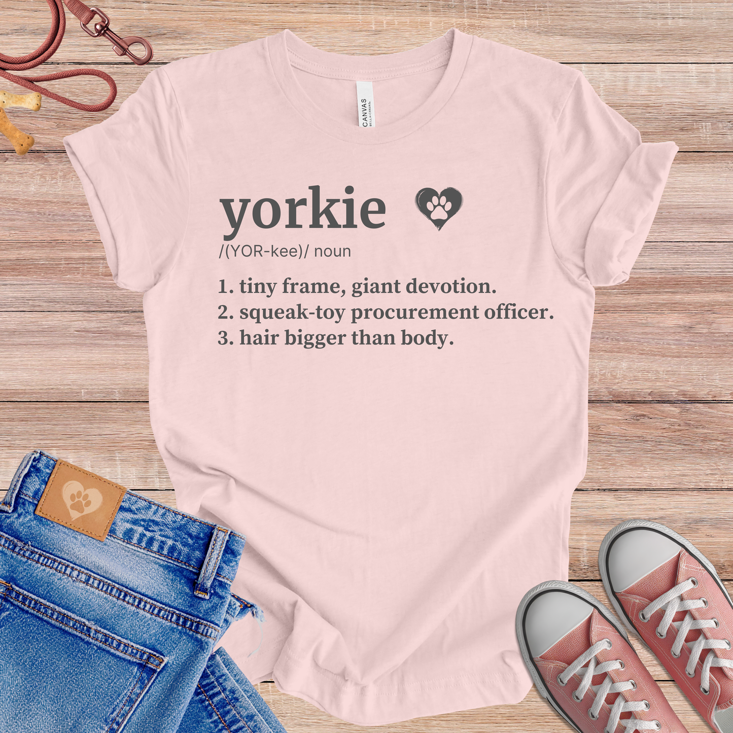Yorkie definition dog t-shirt in Soft Pink — Paw Shaped Love