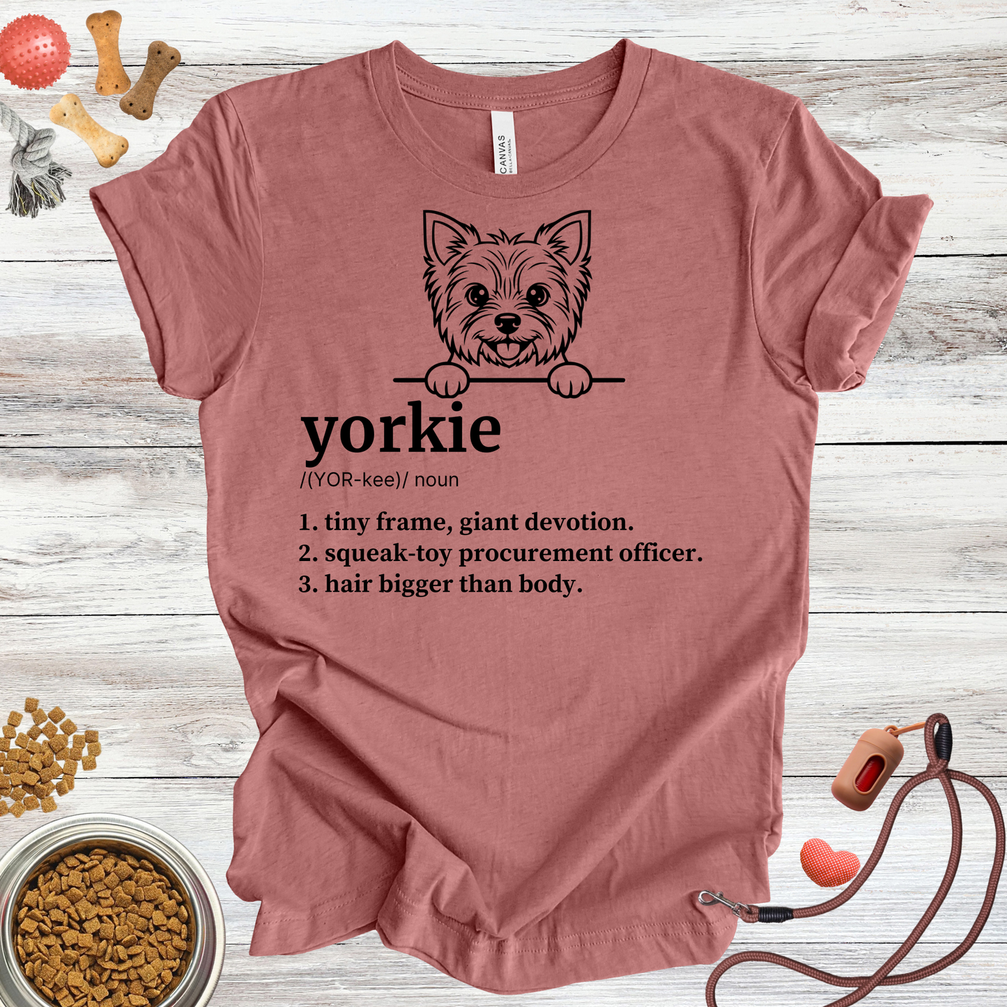 Yorkie definition dog t-shirt in Heather Mauve — Paw Shaped Love